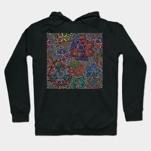 Birds and flowers dark background Hoodie